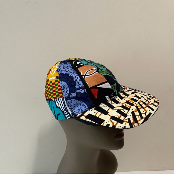 African Print Ankara Handmade Multicolor Bohemian Patchwork Baseball Cap - Picture 3 of 6